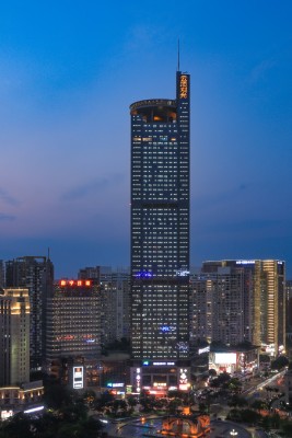 广西南宁地王大厦城市风光建筑夜景