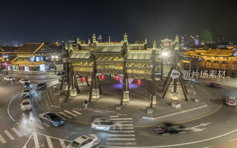 山西省大同市大同古城夜景航拍