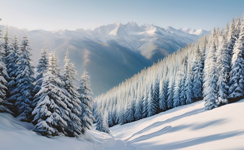 冬季森林白雪覆盖风景