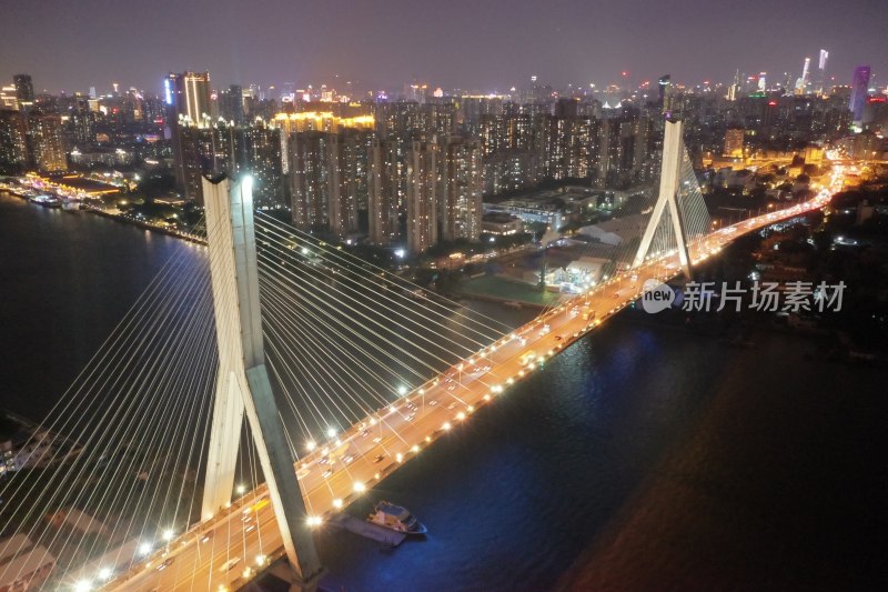 广州鹤洞大桥夜景航拍