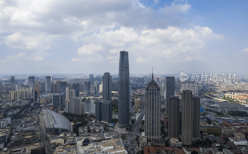 天津海河风景线城市天际线建筑风光航拍