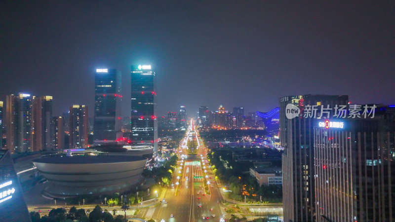 成都天府新城成都CBD天府大道夜景摄影图