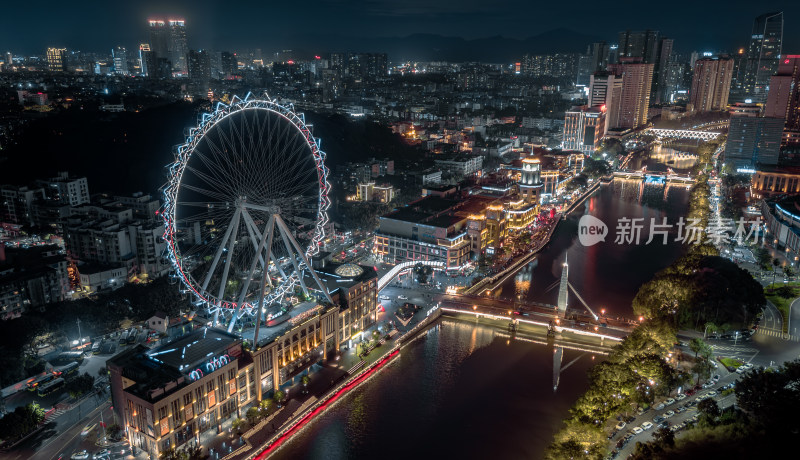 航拍中山摩天轮夜景