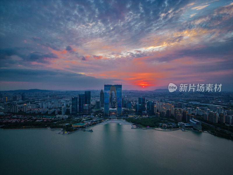 航拍江苏苏州城市建设