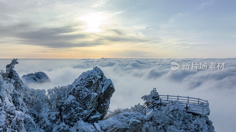 山川大雪云海航拍风景观景台