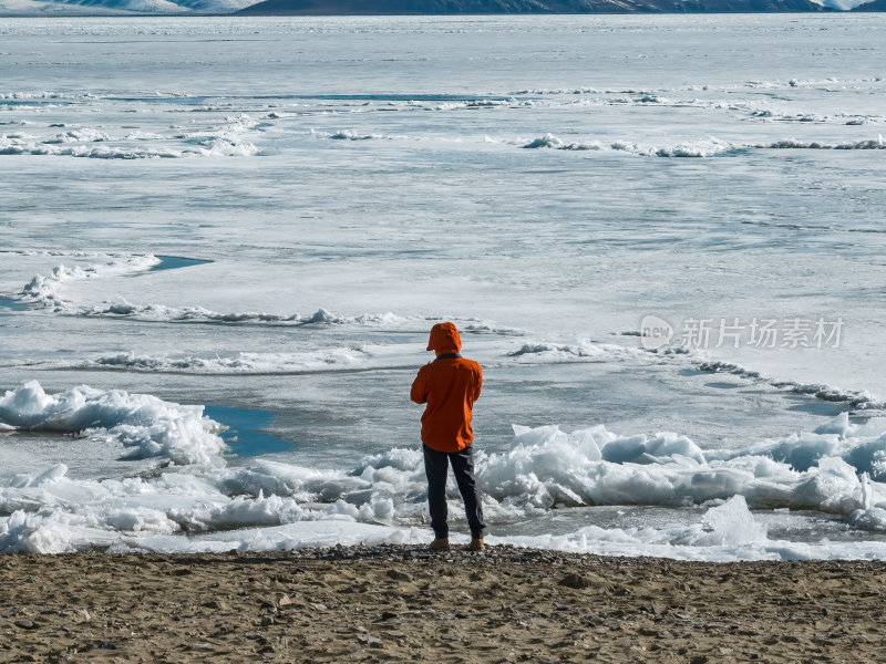 西藏那曲纳木措冰湖念青唐古拉雪山高空航拍