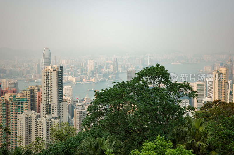 香港太平山顶俯看维多利亚港