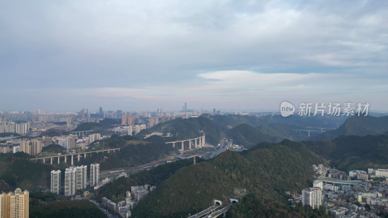 航拍贵阳大景云贵山山头公园