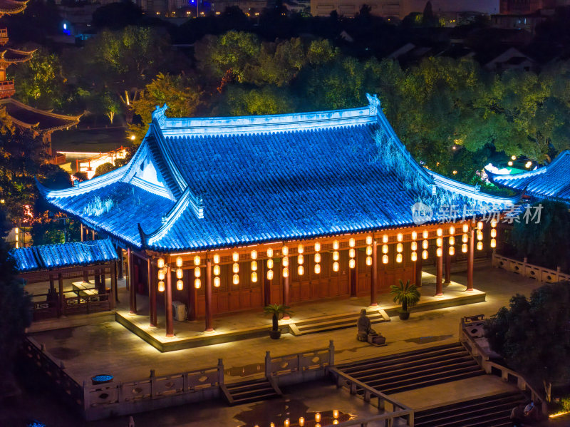 航拍苏州盘门景区中秋灯会夜景