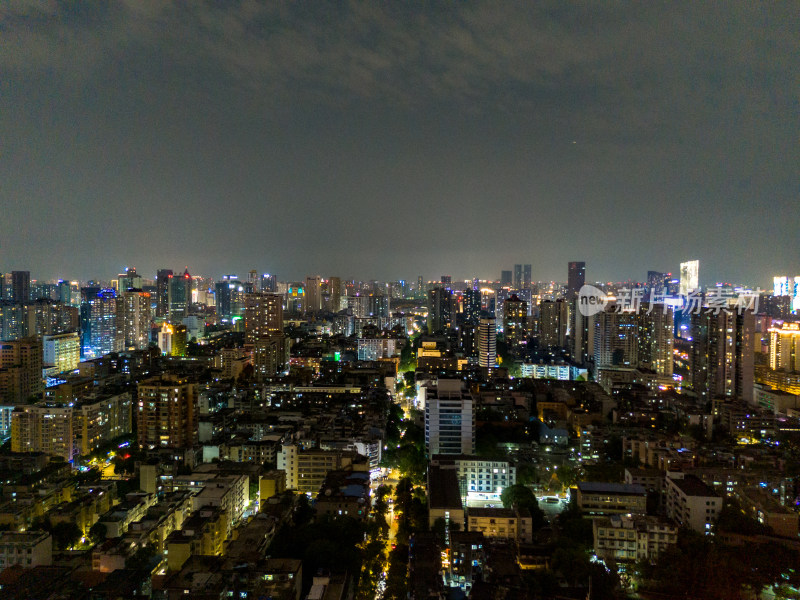 成都春熙路夜景航拍图