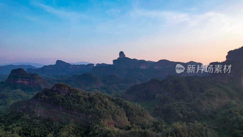 广东韶关丹霞山5A景区日出日落晚霞航拍