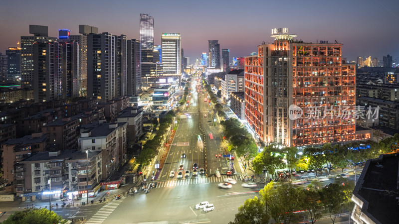 宁波鄞州都市夜景的流光溢彩