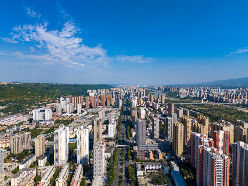 陕西宝鸡城市风光航拍图