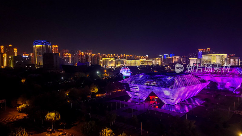 江西上饶城市夜景灯光航拍