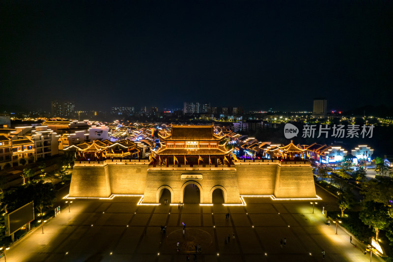 广西崇左市太平府夜景天平古城夜景航拍摄影图