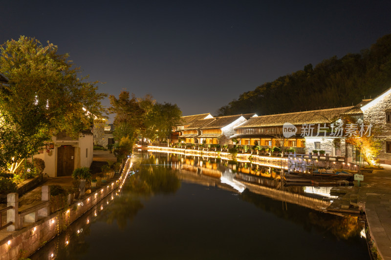 浙江宁波韩岭老街风景区夜景