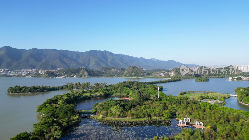 航拍广东肇庆星湖风景区