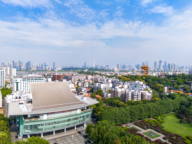 武汉辛亥革命纪念馆周边建筑交通航拍图