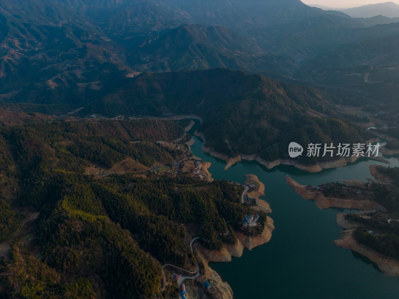 祖国大好河山山川日落航拍摄影图