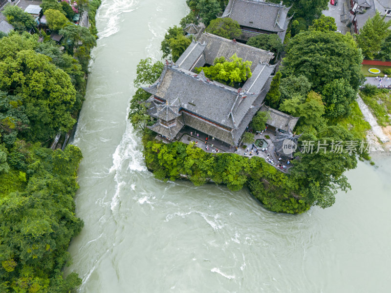 都江堰宝瓶口航拍