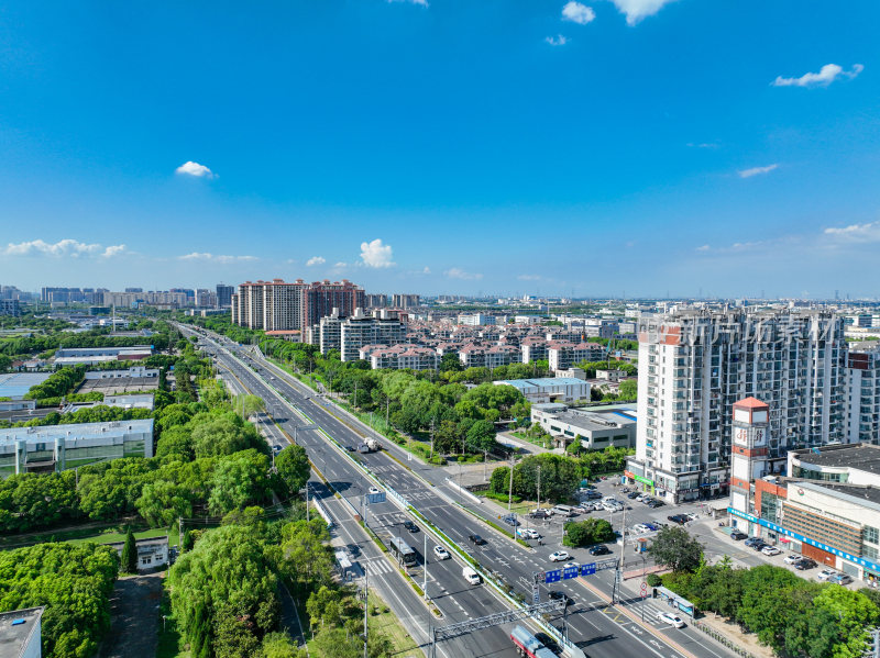 航拍昆山城市乡村建筑风光大景