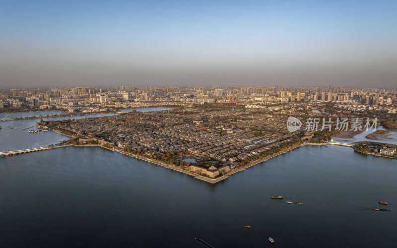 山东省聊城市东昌府区聊城古城航拍