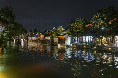 浙江嘉兴乌镇西栅夜景