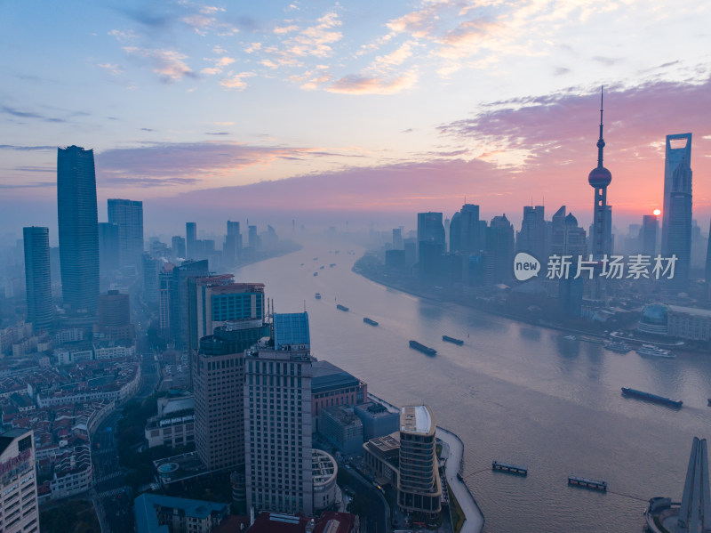 上海城市夜景陆家嘴浦西全景