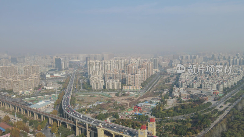 航拍江苏南京城市交通大道