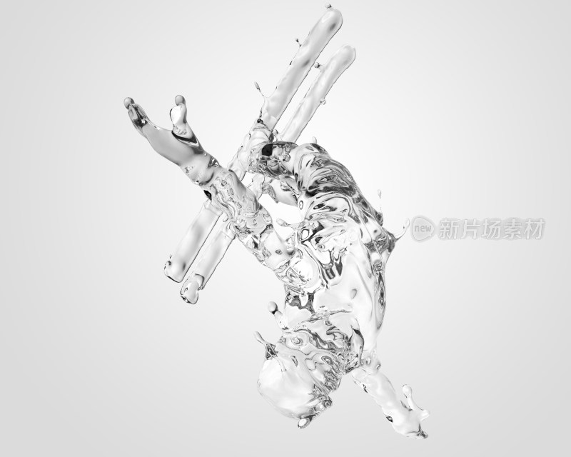 自由滑雪运动员在渐变背景下水液体流体质感
