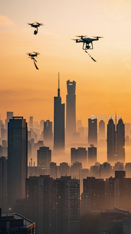 低空经济城市上空无人机送货场景