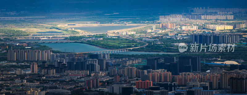 远眺北京永定河园博园京广高铁高架大桥
