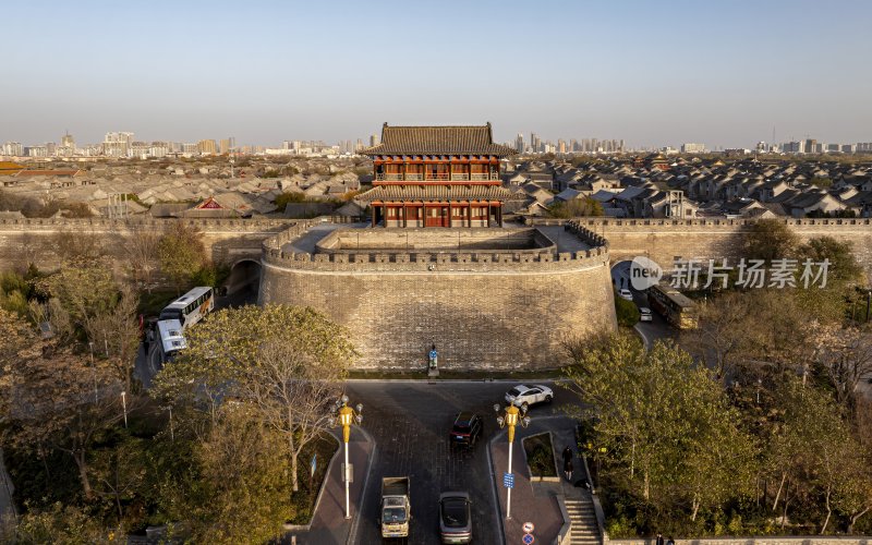 山东省聊城市东昌府区聊城古城航拍