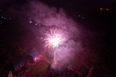 春节烟花燃放航拍