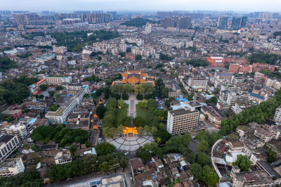 广东中山夕阳晚霞航拍摄影图