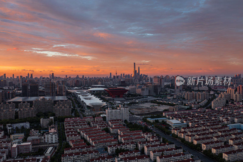 上海浦东中华艺术宫夕阳航拍