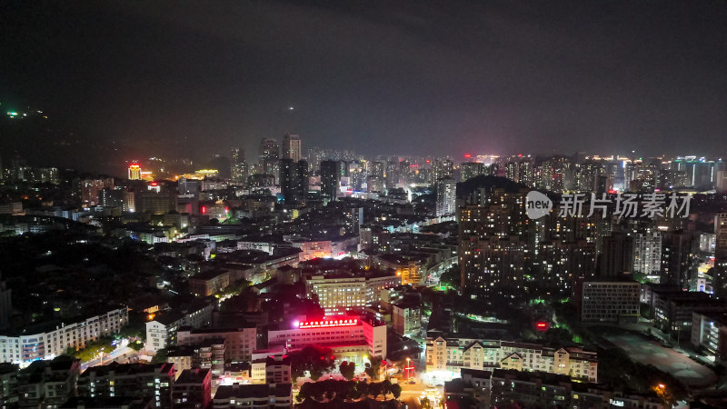 莆田城市夜景灯光航拍图