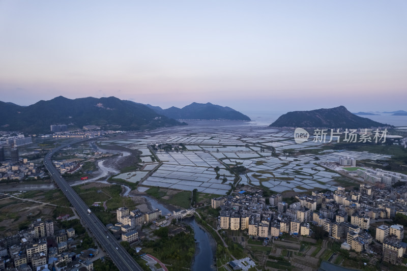 福建宁德霞浦沿海滩涂海田山水自然风光