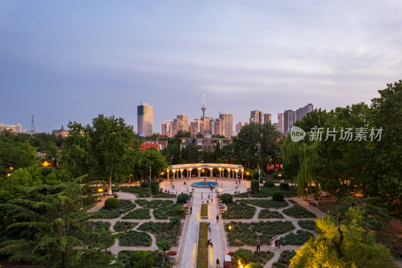 天津五大道文化旅游景区城市建筑日落风光