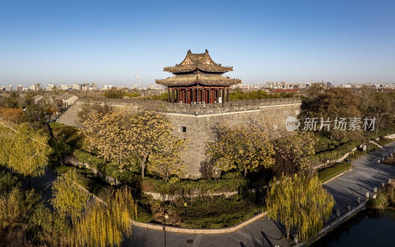 山东省聊城市东昌府区聊城古城航拍