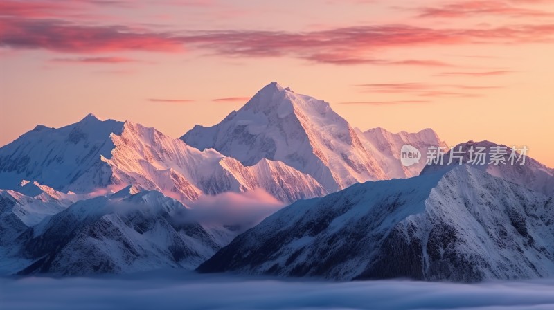 冬季唯美雪景雪山海报背景配图高清摄影图