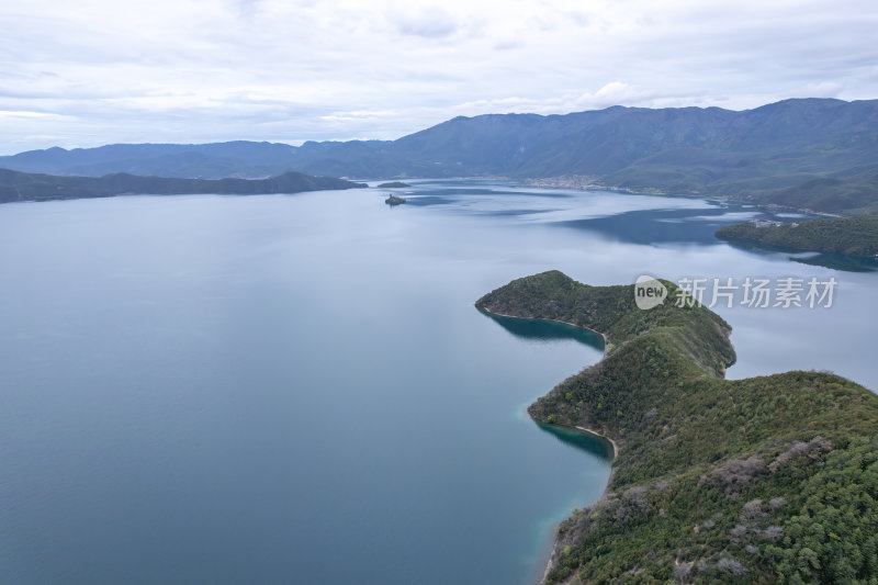 云南丽江泸沽湖摩梭族美景高空航拍