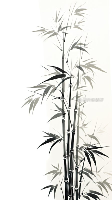 中国风水墨竹子竹叶