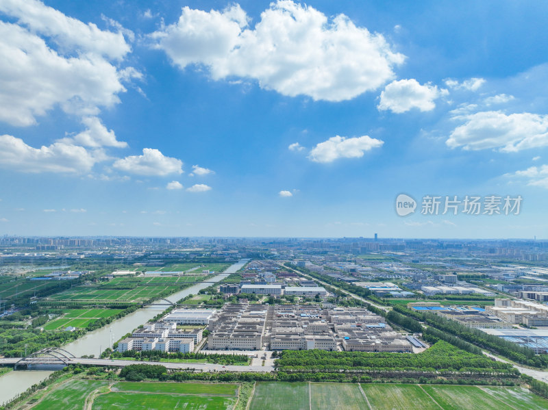 航拍昆山城市乡村建筑风光大景