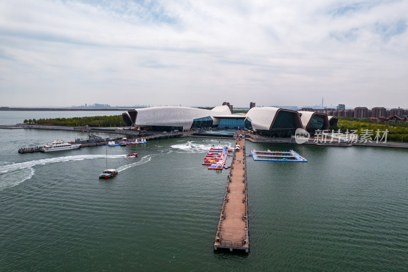 天津生态城国家海洋博物馆城市建筑风光航拍