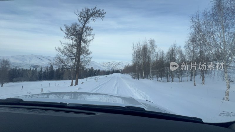 雪 雪地 新疆 雪路 驾驶 喀纳斯