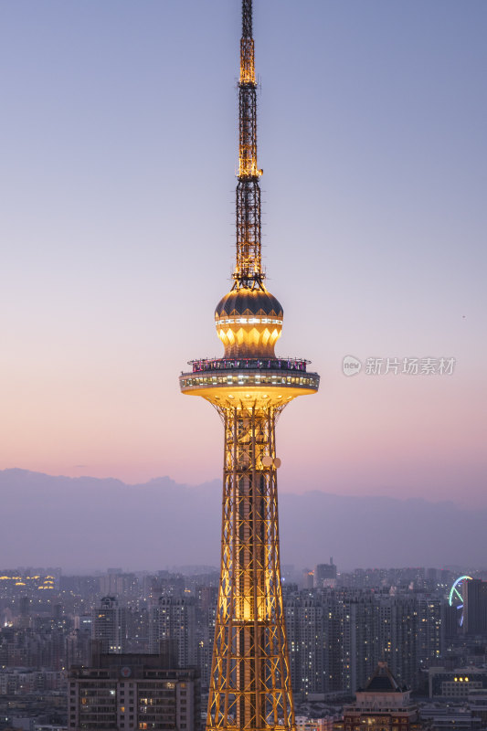 哈尔滨夜景地标性建筑龙塔