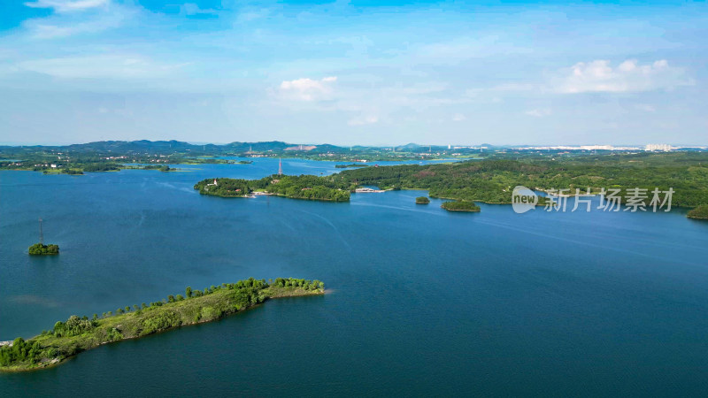 祖国大好河山湖北木兰湖航拍图