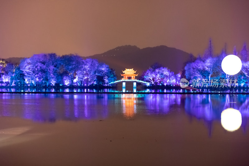 中国杭州西湖曲院风荷印象西湖玉带桥