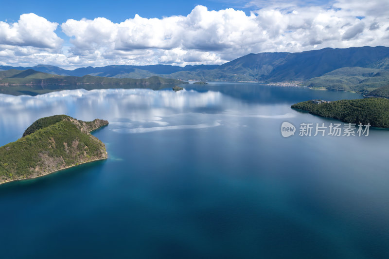 云南丽江泸沽湖摩梭族美景高空航拍